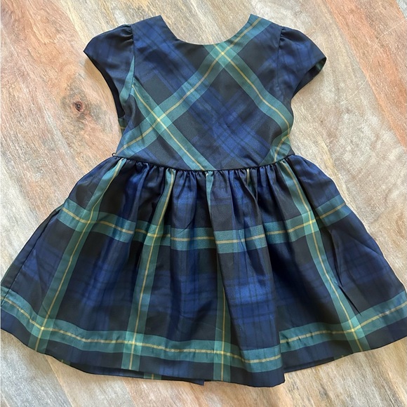 Ralph Lauren Plaid Toddler Girls Dress in Blue and Green